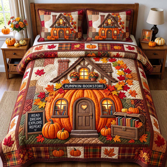 Autumn Bookshop 3-Piece Quilted Bedding Set GFTOTP20406
