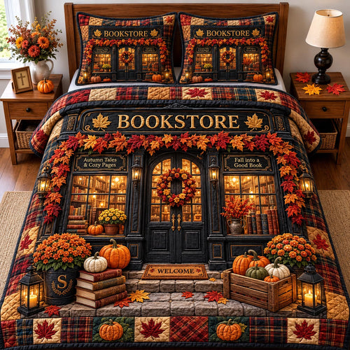Autumn Bookshop 3-Piece Quilted Bedding Set GFTOTP20407
