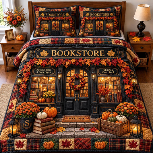 Autumn Bookshop 3-Piece Quilted Bedding Set GFTOTP20407