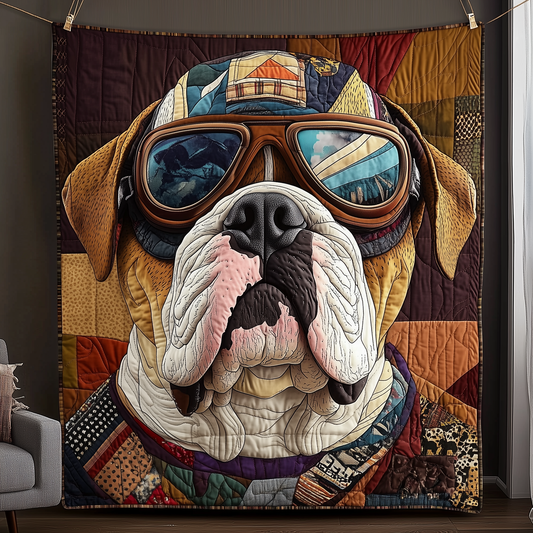 Bulldog The Biker Quilted Blanket GFTOTP2042