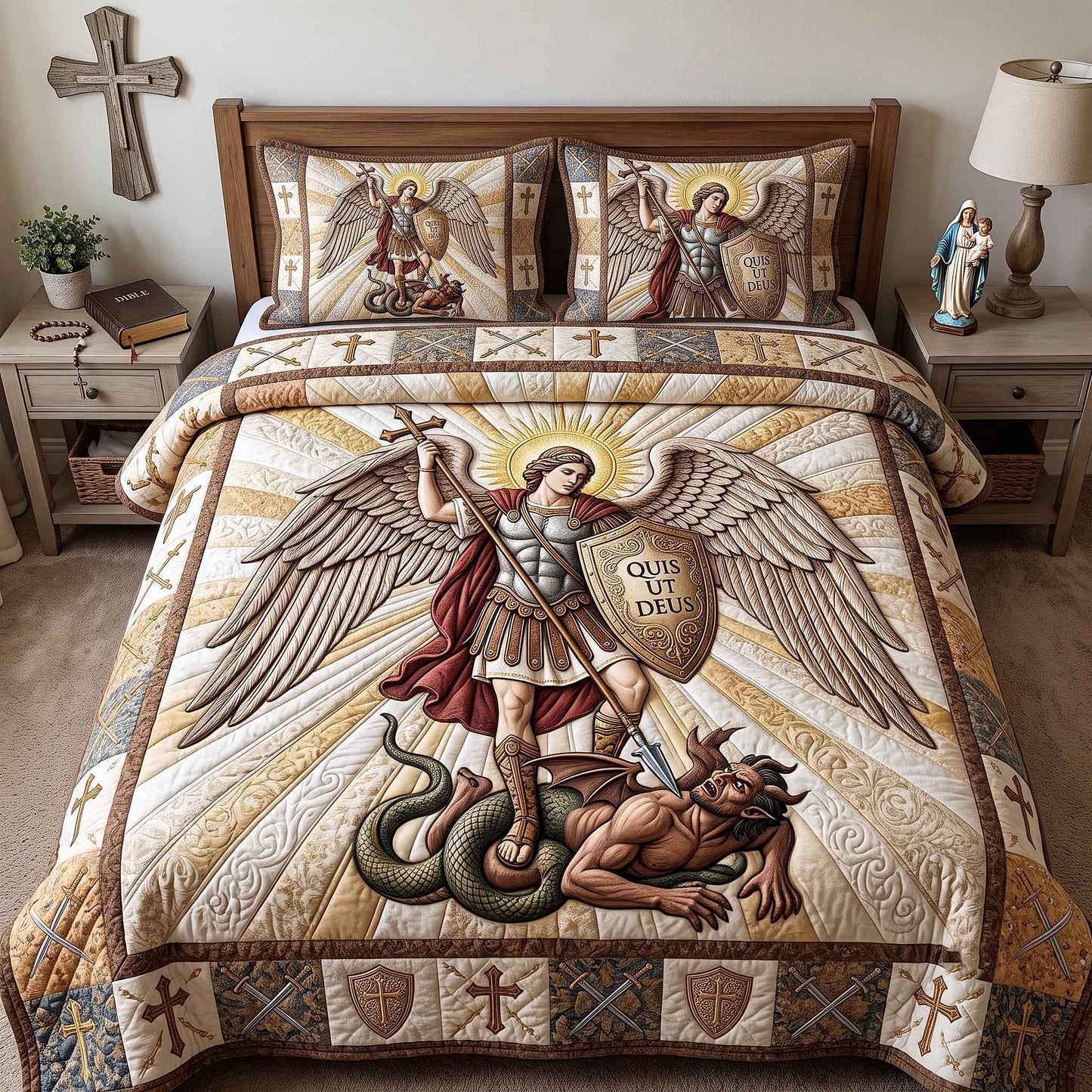 Saint Michael 3-Piece Quilted Bedding Set GFTOTP20436