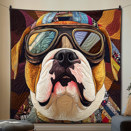 Bulldog The Biker Quilted Blanket GFTOTP2043