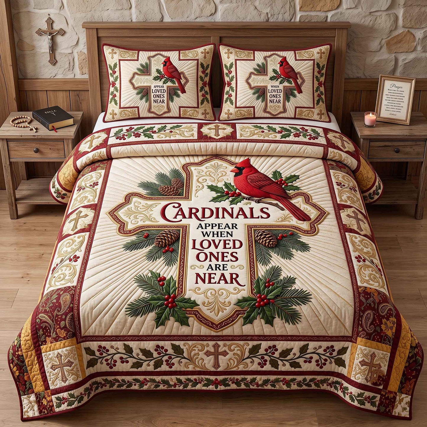 Cardinal Faith 3-Piece Quilted Bedding Set GFTOTP20451