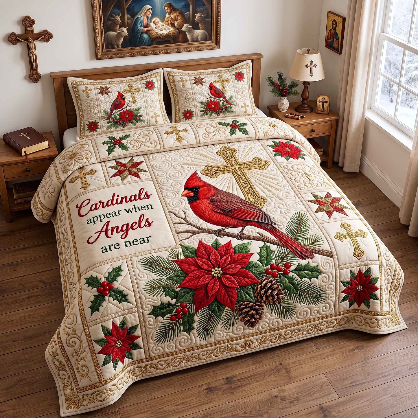 Cardinal Faith 3-Piece Quilted Bedding Set GFTOTP20453