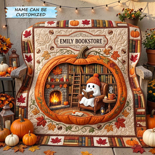 Personalized Autumn Bookshop Quilted Blanket QTCUZ GFTOTP20458