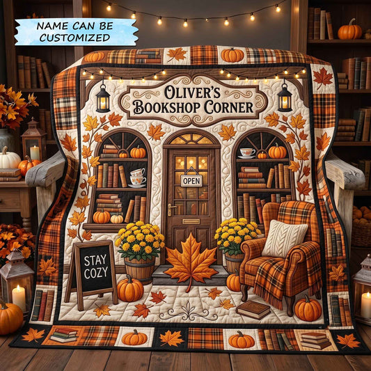 Personalized Autumn Bookshop Quilted Blanket QTCUZ GFTOTP20460