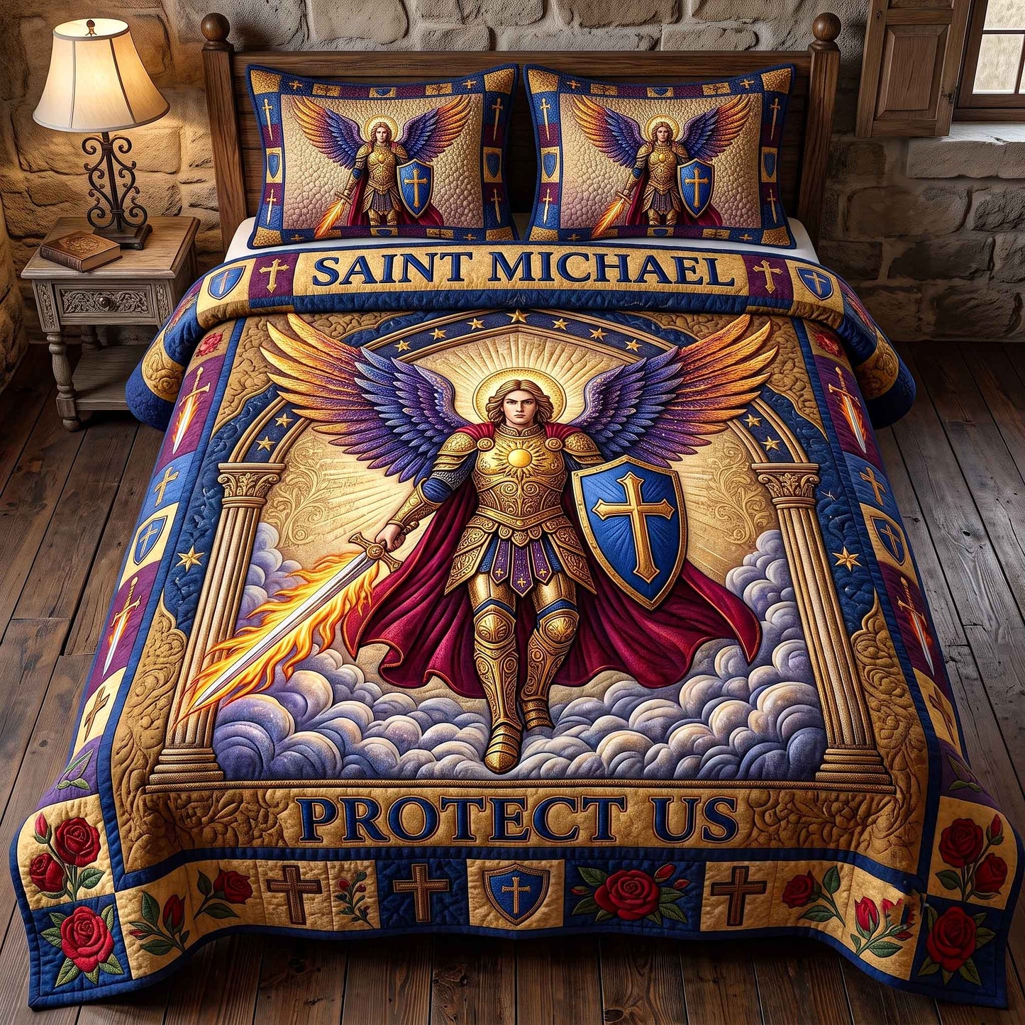 Saint Michael 3-Piece Quilted Bedding Set GFTOTP20521
