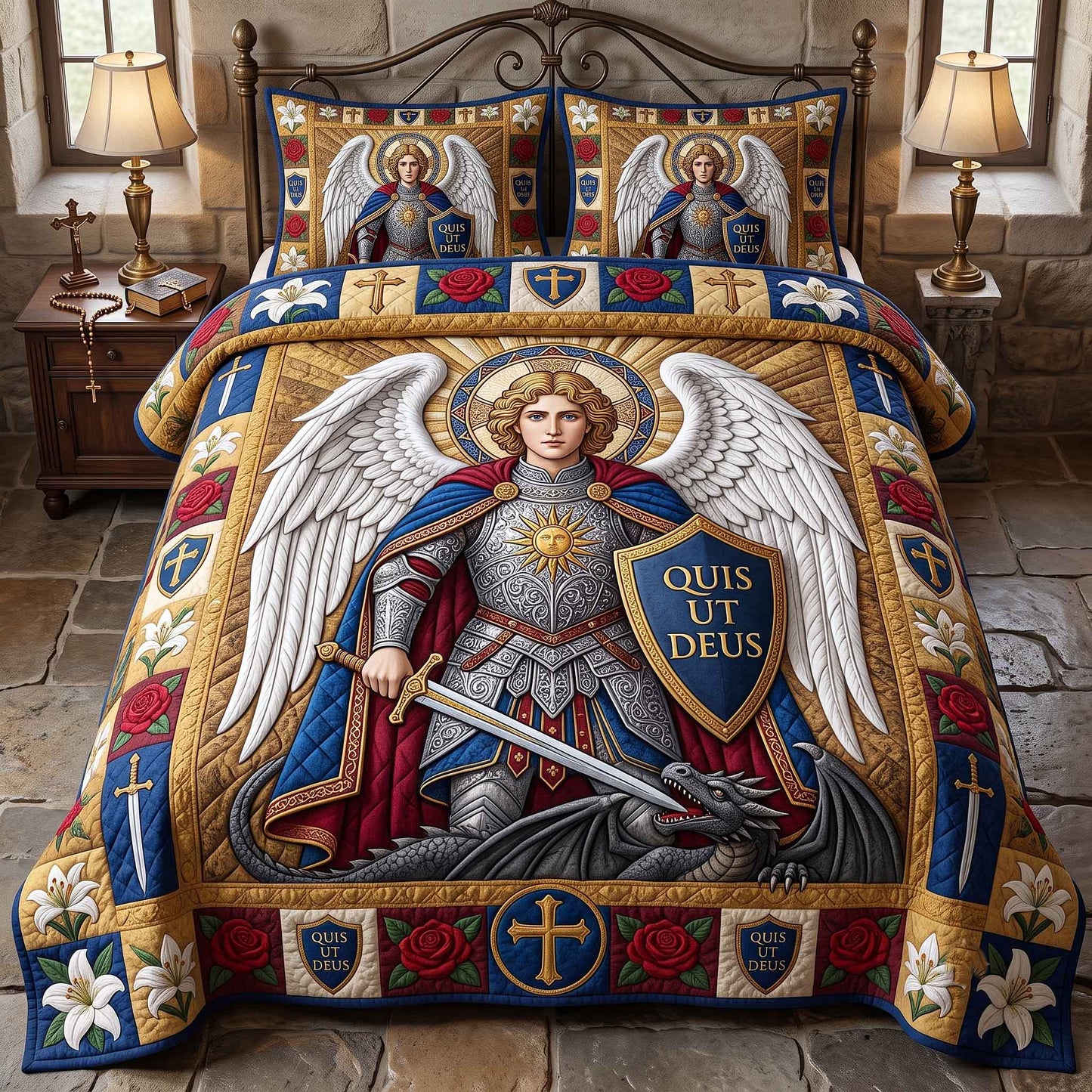 Saint Michael 3-Piece Quilted Bedding Set GFTOTP20522