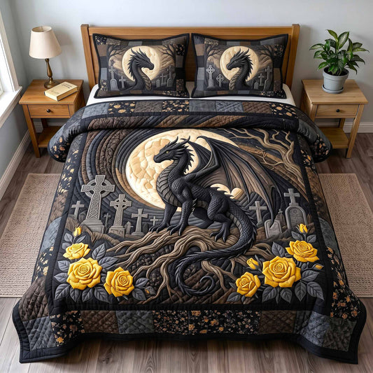 Moonshadow Dragon 3-Piece Quilted Bedding Set GFTOTP20554