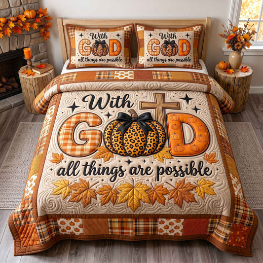 Faithful Autumn 3-Piece Quilted Bedding Set GFTOTP20568
