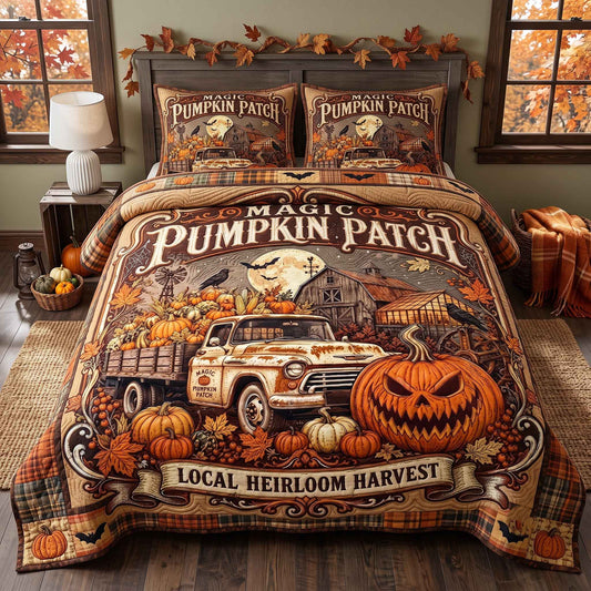 Halloween Pumpkin Farm 3-Piece Quilted Bedding Set GFTOTP20578