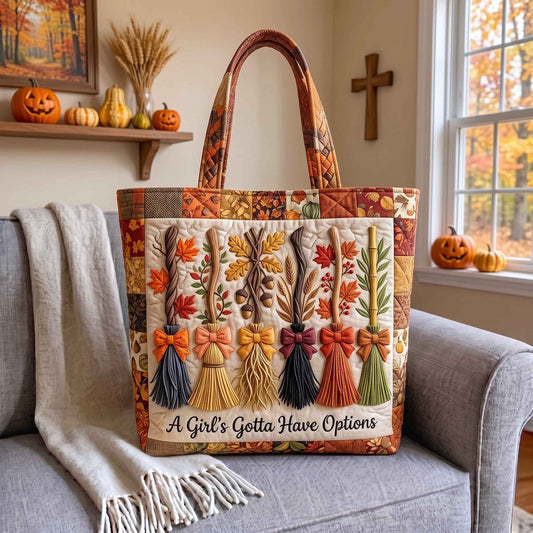 Autumn Broom Quilted Tote Bag GFTOTP20580