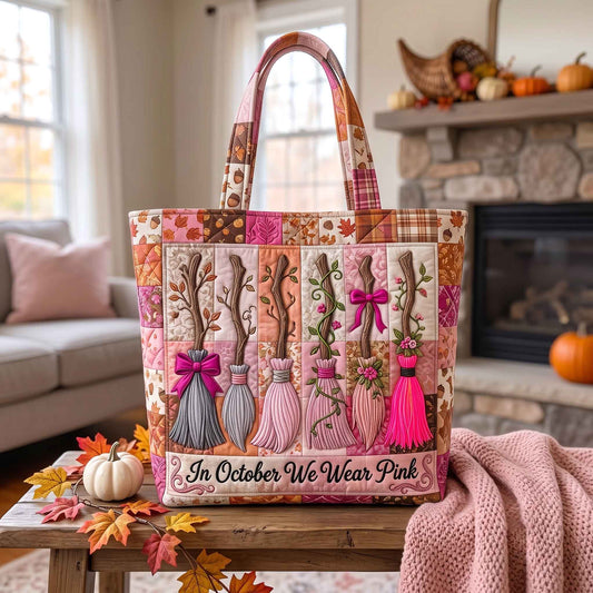 October Pink Broom Quilted Tote Bag GFTOTP20583
