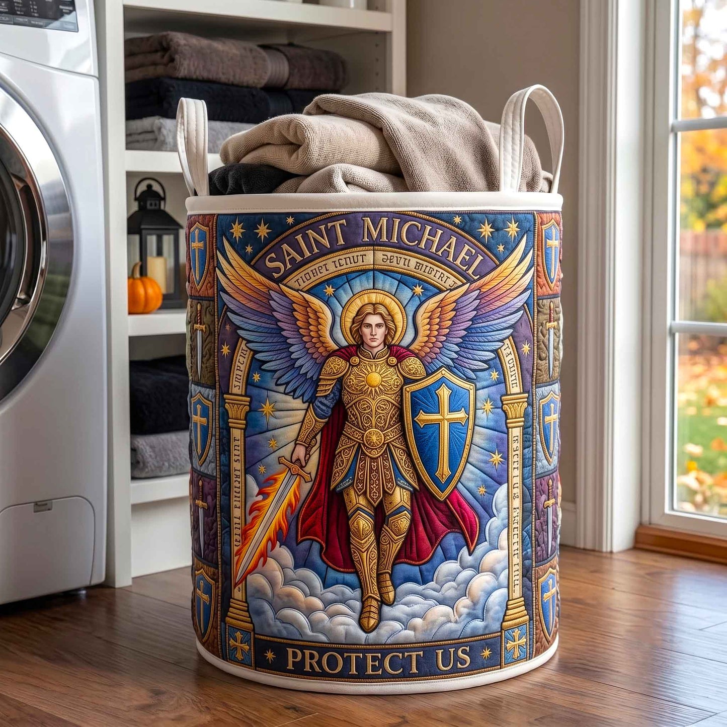 Saint Michael Quilted Laundry Basket GFTOTP20644