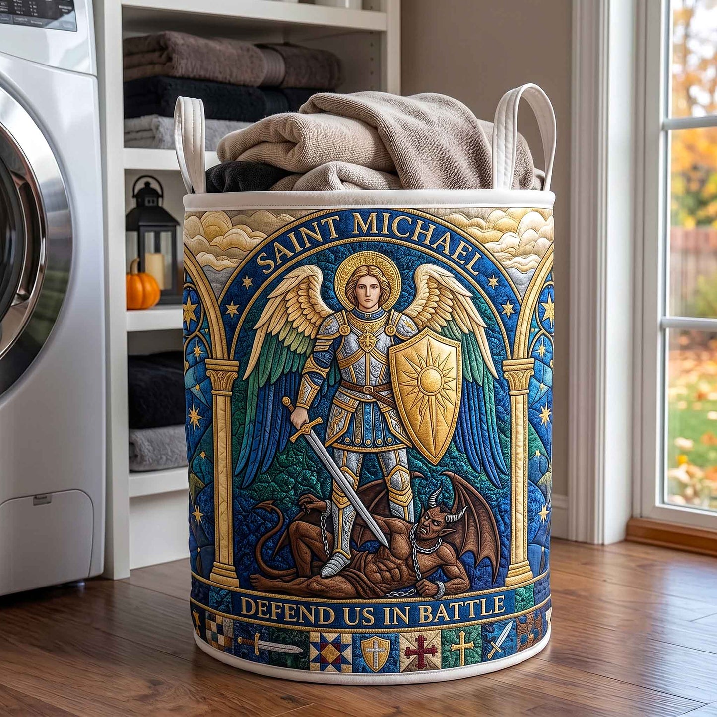 Saint Michael Quilted Laundry Basket GFTOTP20646