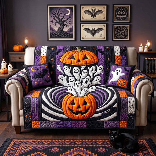 Pumpkin Hollow Quilted Sofa Cover GFTOTP20651