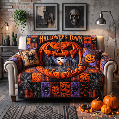 Pumpkin Hollow Quilted Sofa Cover GFTOTP20652