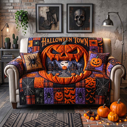 Pumpkin Hollow Quilted Sofa Cover GFTOTP20652