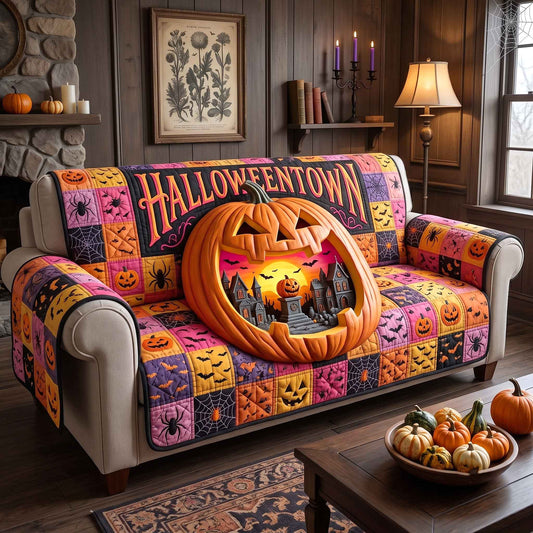 Pumpkin Hollow Quilted Sofa Cover GFTOTP20653