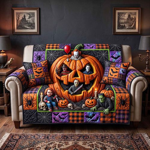 Pumpkin Hollow Quilted Sofa Cover GFTOTP20654