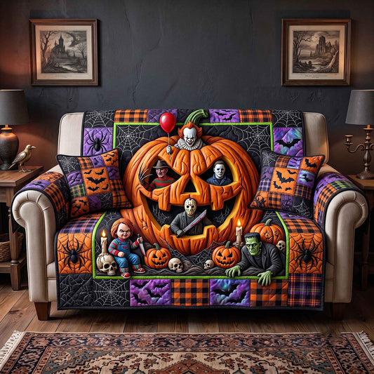 Pumpkin Hollow Quilted Sofa Cover GFTOTP20654