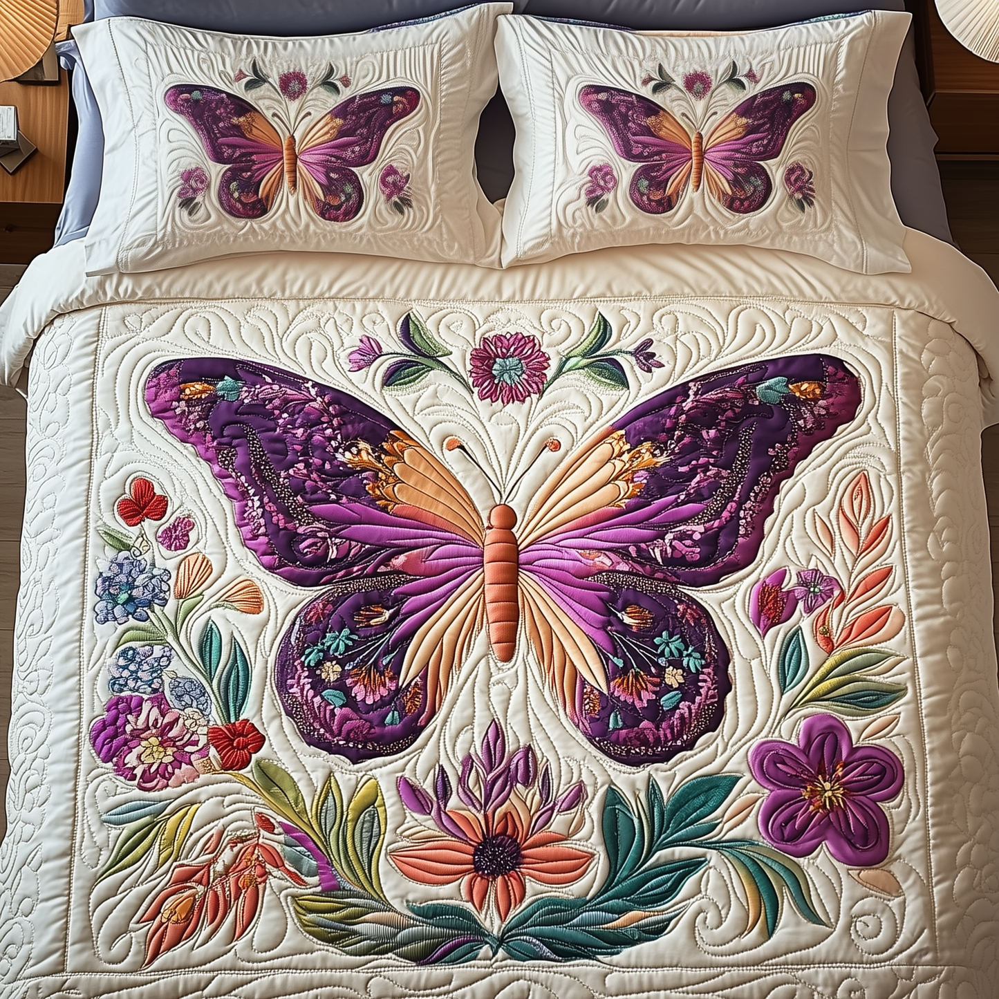 Butterfly Dreamscape 3-Piece Quilted Bedding Set GFTOTP2069