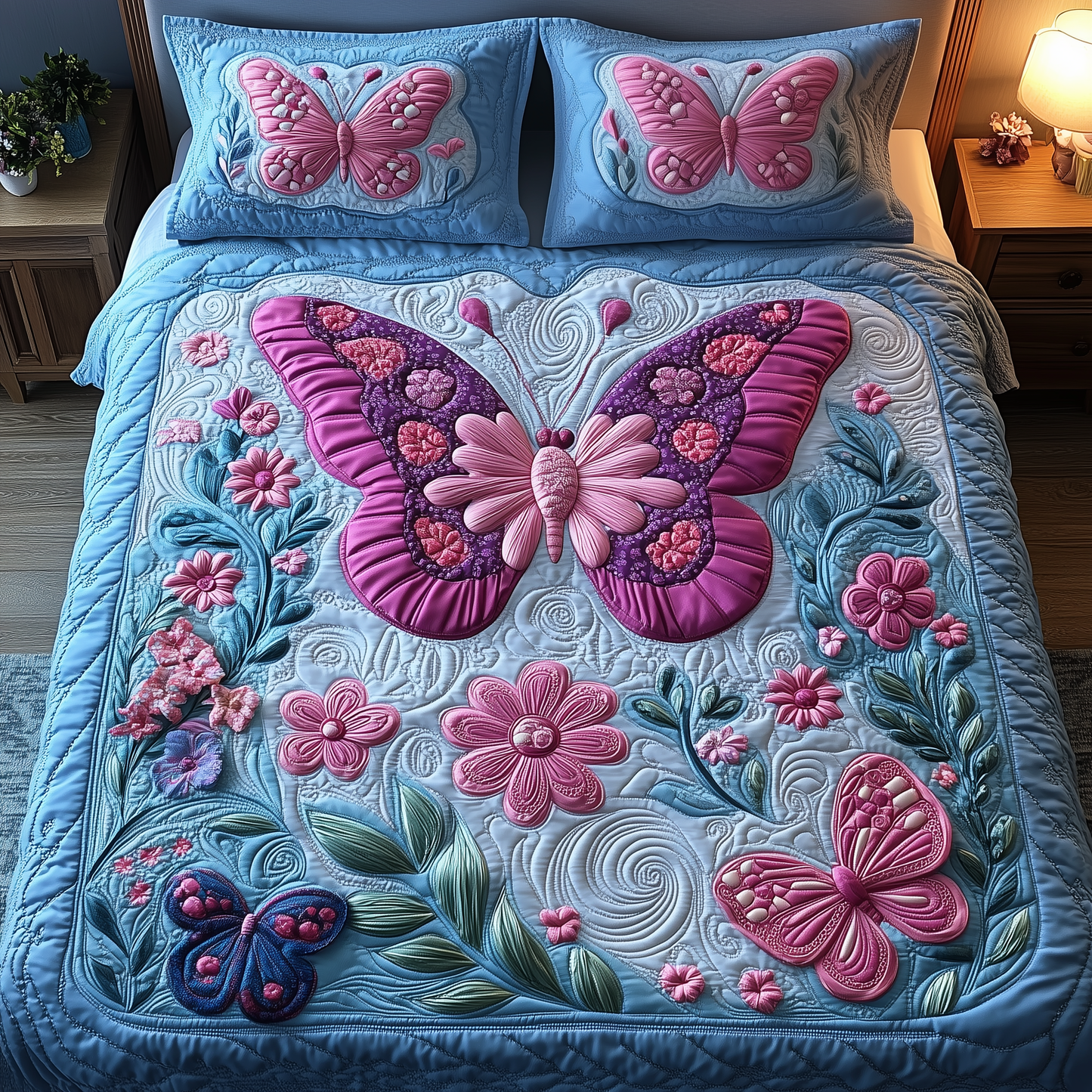 Butterfly Dreamscape 3-Piece Quilted Bedding Set GFTOTP2073