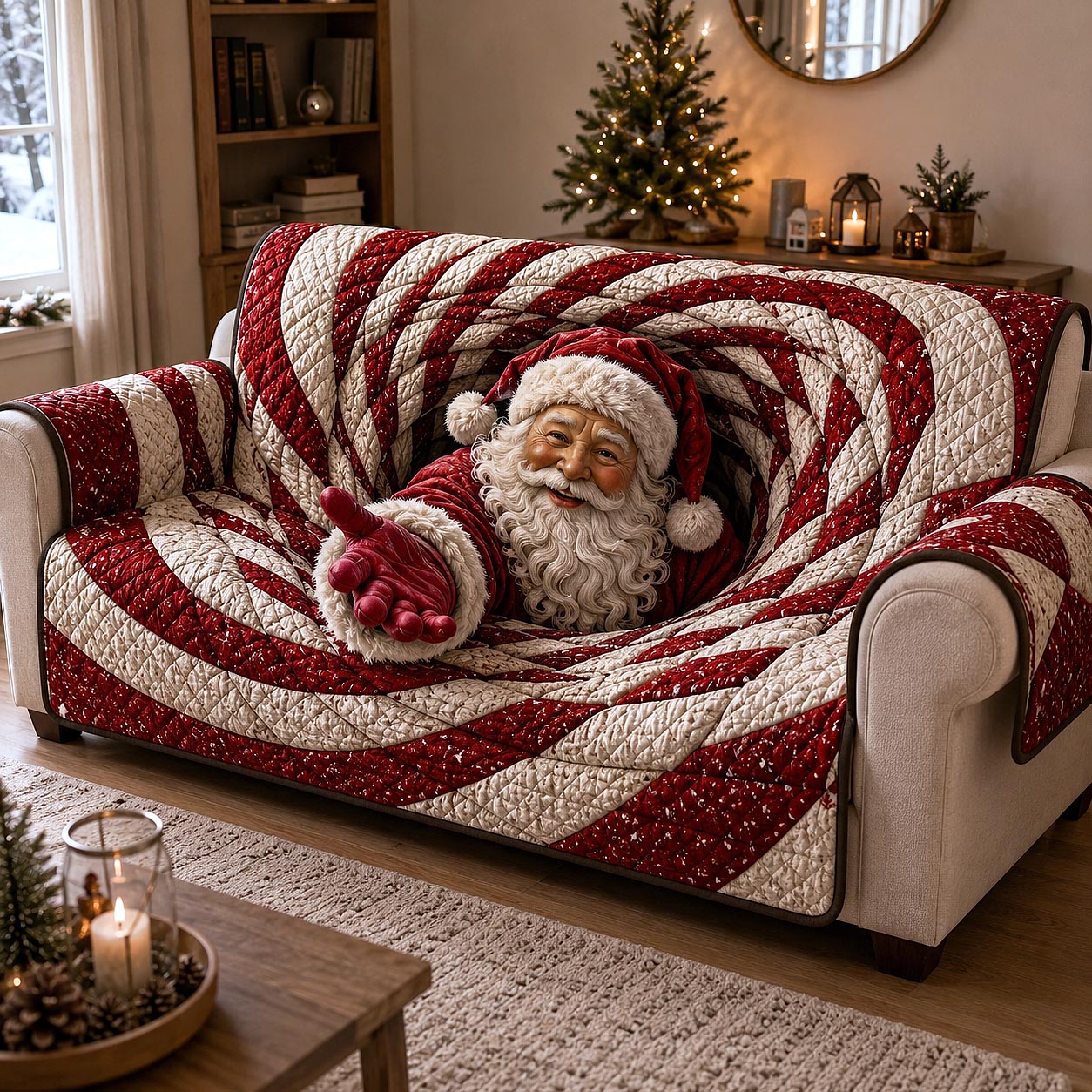 Jolly Santa Quilted Sofa Cover GFTOTP20764