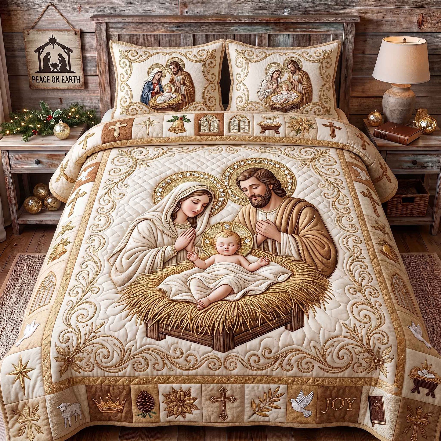 Holy Nativity 3-Piece Quilted Bedding Set GFTOTP20773
