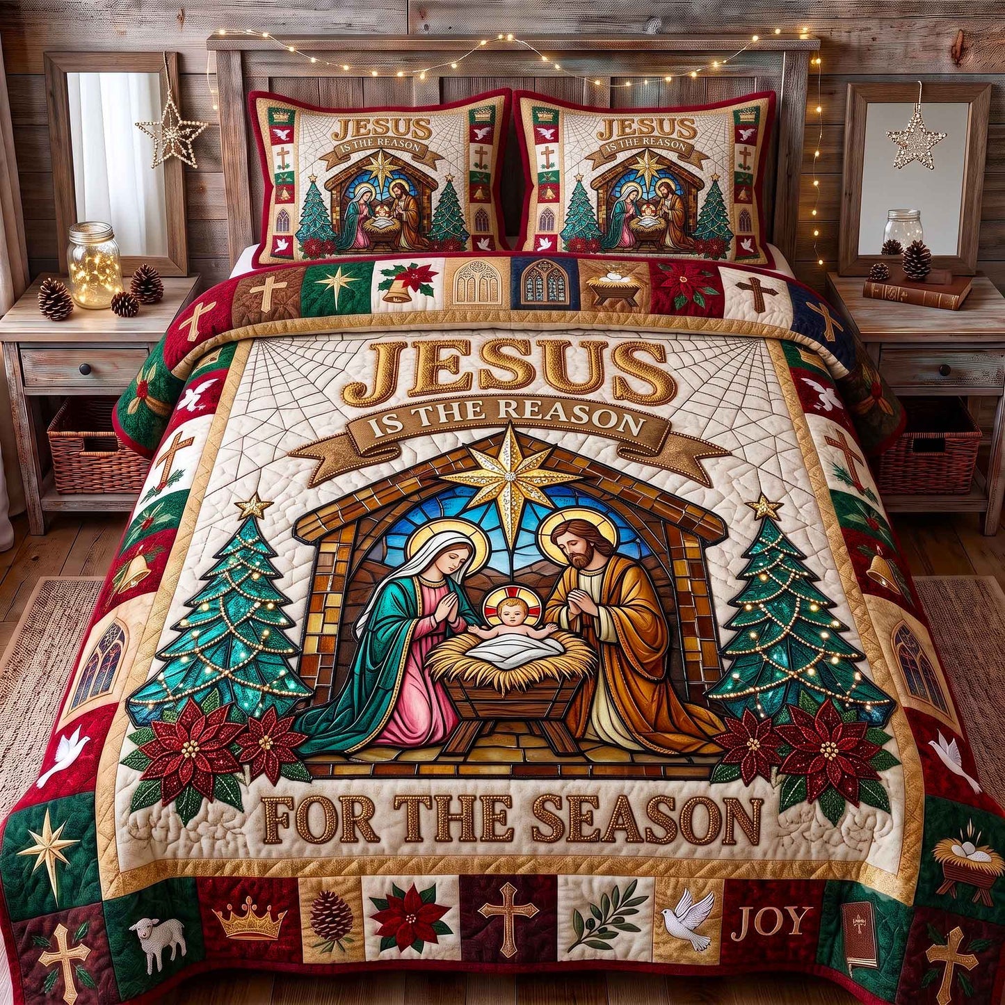 Holy Nativity 3-Piece Quilted Bedding Set GFTOTP20774
