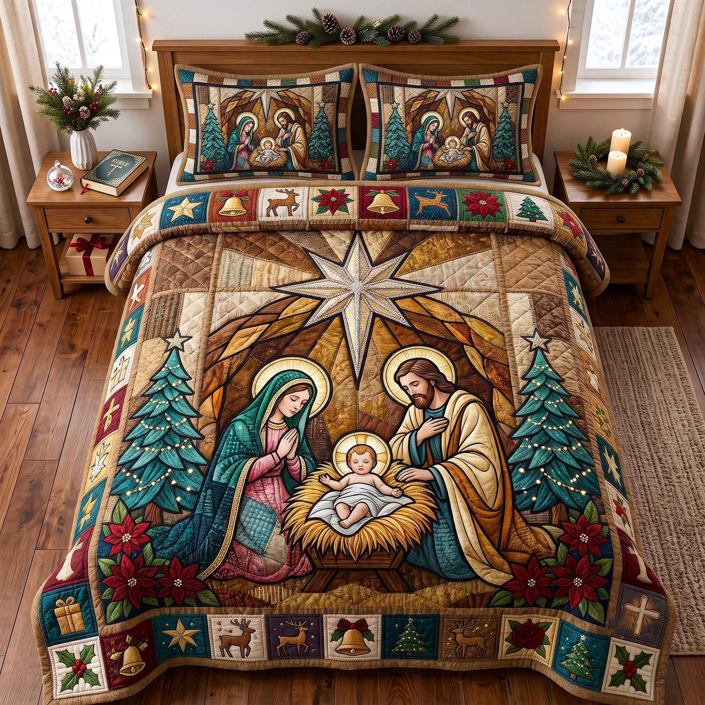Holy Nativity 3-Piece Quilted Bedding Set GFTOTP20775