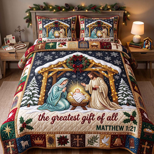Holy Nativity 3-Piece Quilted Bedding Set GFTOTP20776