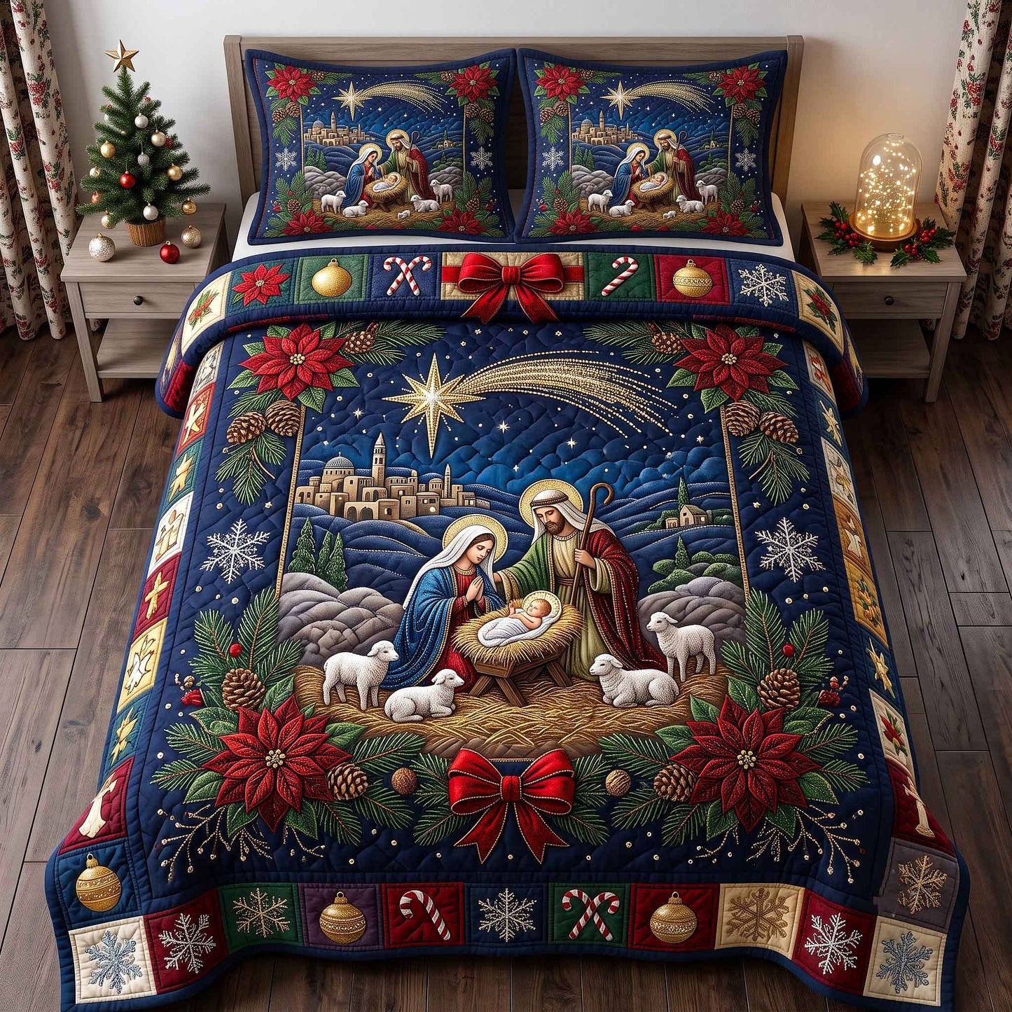 Holy Nativity 3-Piece Quilted Bedding Set GFTOTP20777
