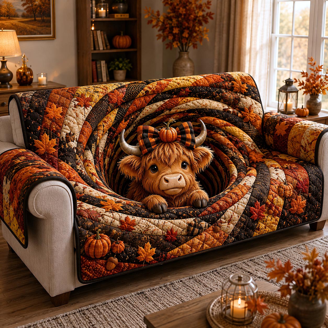Autumn Highland Quilted Sofa Cover GFTOTP20779