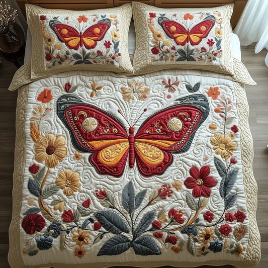 Butterfly Dreamscape 3-Piece Quilted Bedding Set GFTOTP2077