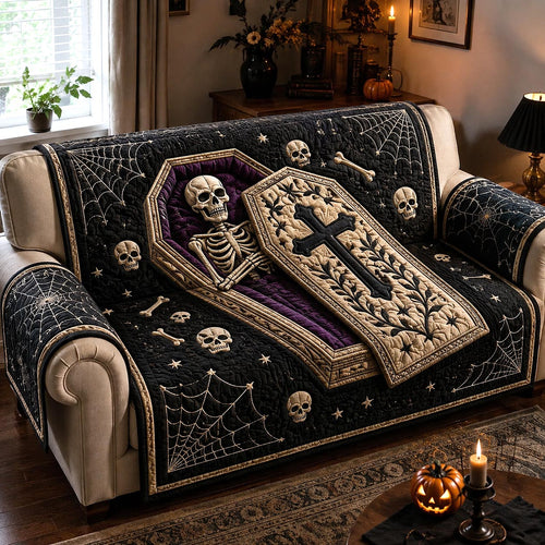 Cursed Coffin Quilted Sofa Cover GFTOTP20784