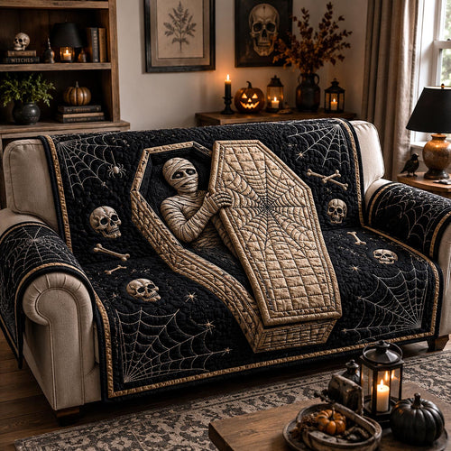 Cursed Coffin Quilted Sofa Cover GFTOTP20785