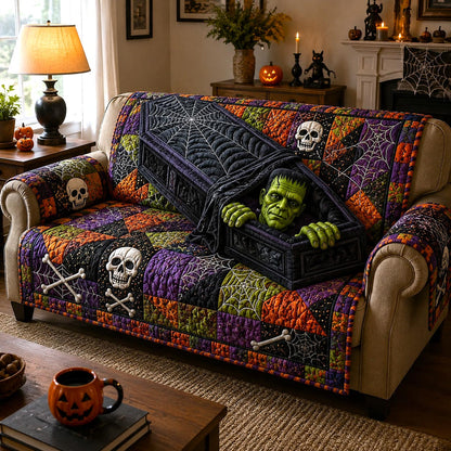 Cursed Coffin Quilted Sofa Cover GFTOTP20787