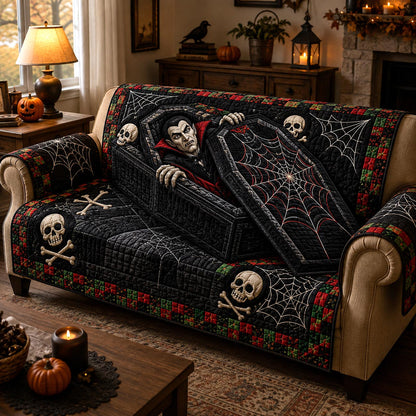 Cursed Coffin Quilted Sofa Cover GFTOTP20788