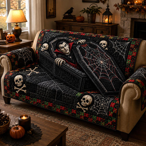 Cursed Coffin Quilted Sofa Cover GFTOTP20788
