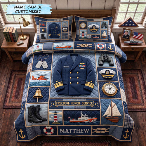 Navy Legacy 3-Piece Quilted Bedding Set QTCUZ GFTOTP20807