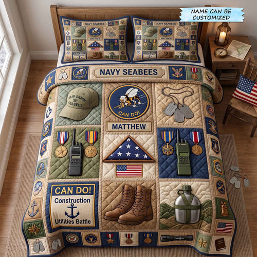 Navy Legacy 3-Piece Quilted Bedding Set QTCUZ GFTOTP20808