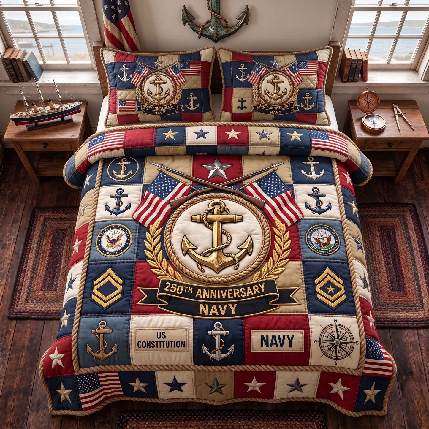 Navy Legacy 3-Piece Quilted Bedding Set GFTOTP20811