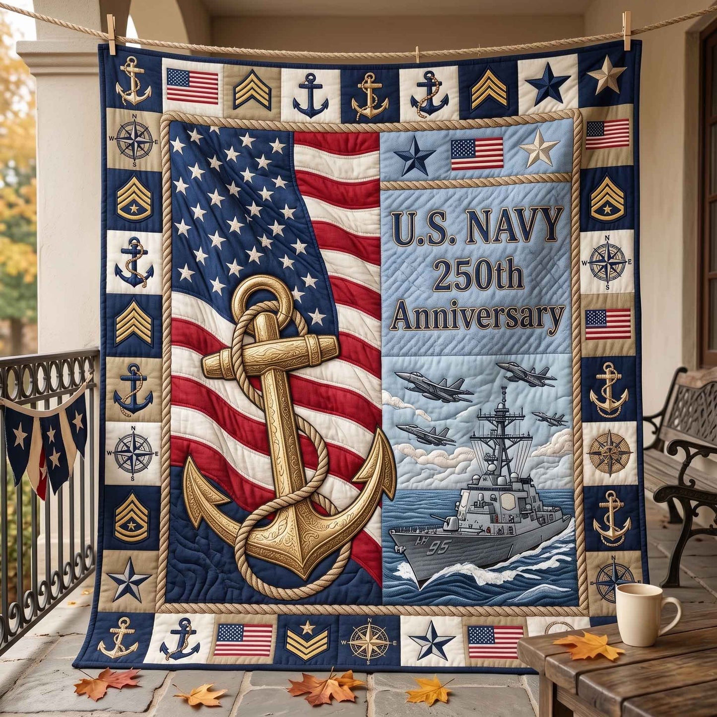 Navy Pride Quilted Blanket GFTOTP20815
