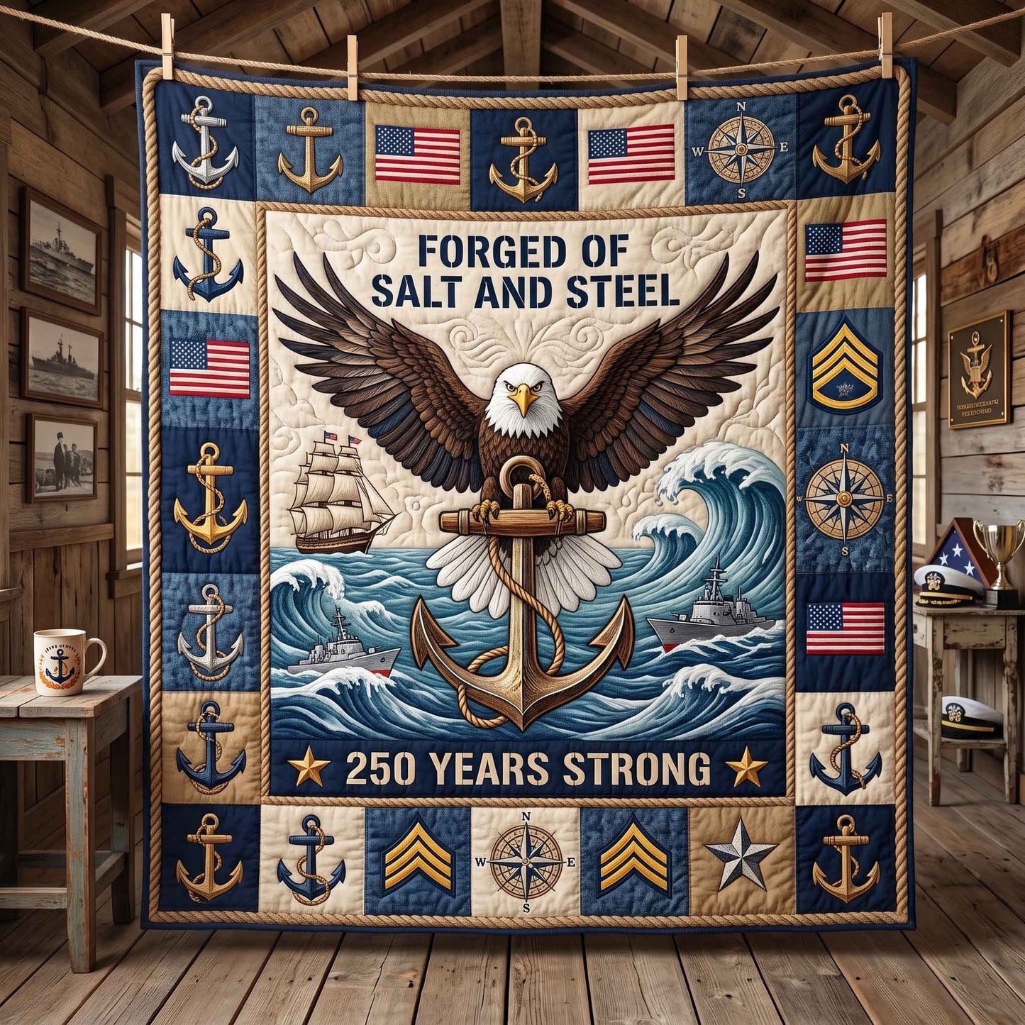 Navy Pride Quilted Blanket GFTOTP20816