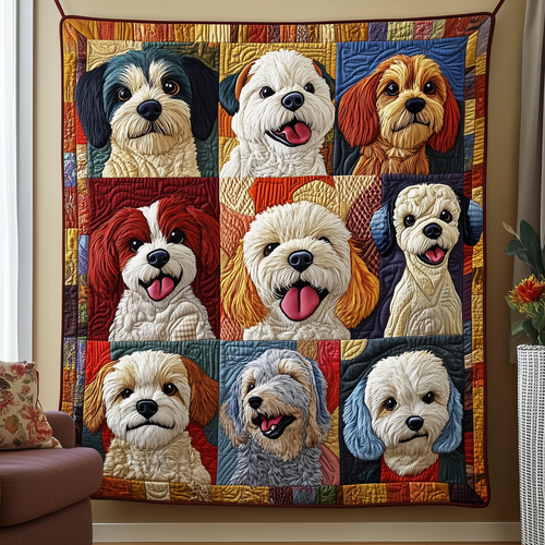 Vibrant Dogs Quilted Blanket GFTOTP2082