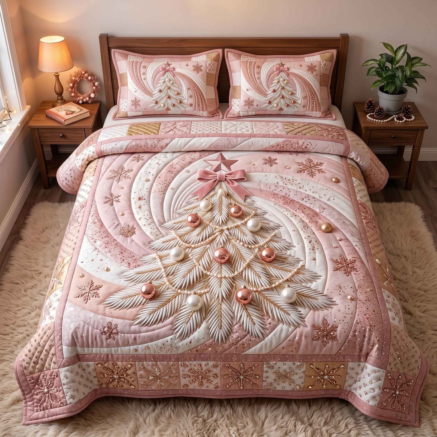 Evergreen Christmas 3-Piece Quilted Bedding Set GFTOTP20850