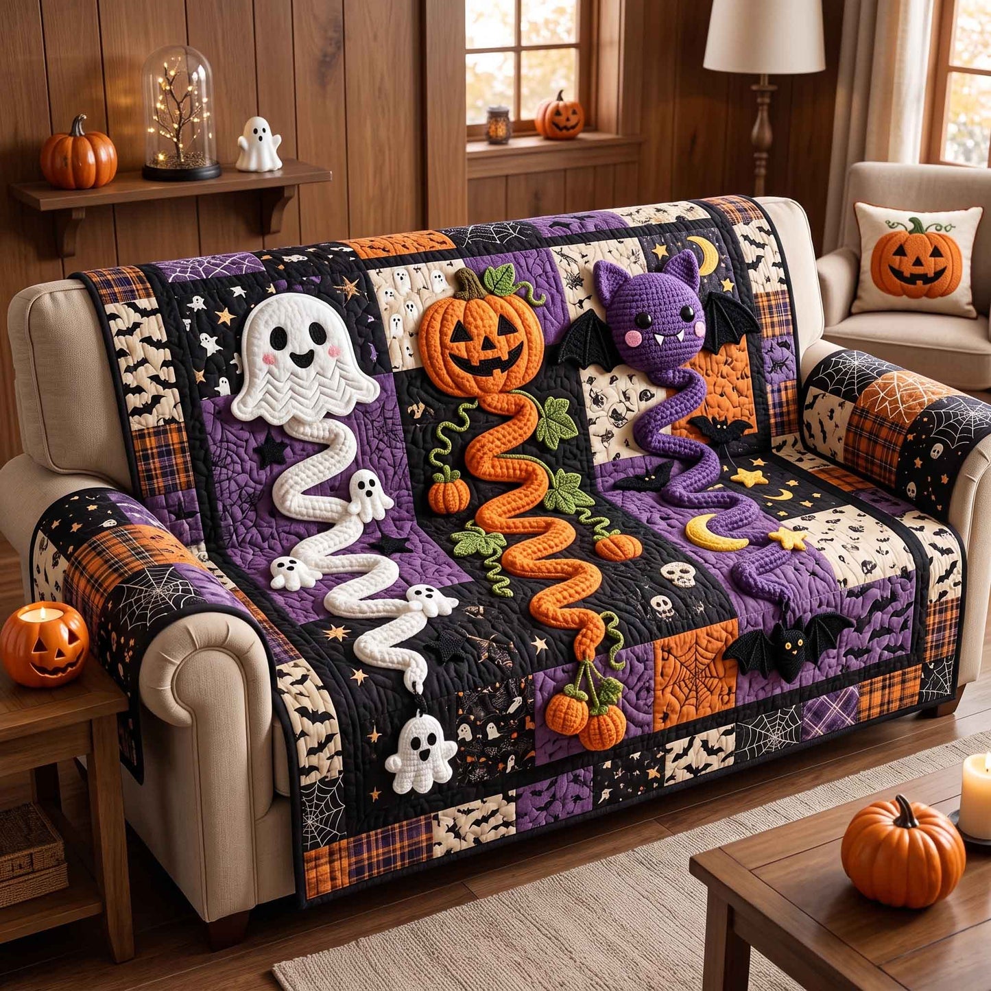 Dark Enchantment Quilted Sofa Cover GFTOTP20857