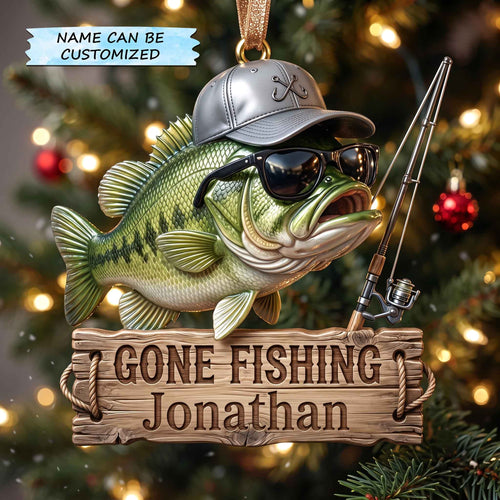 Personalized Fishing Escape Christmas Mica Ornament