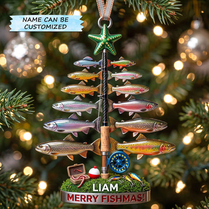 Personalized Fishing Escape Christmas Mica Ornament